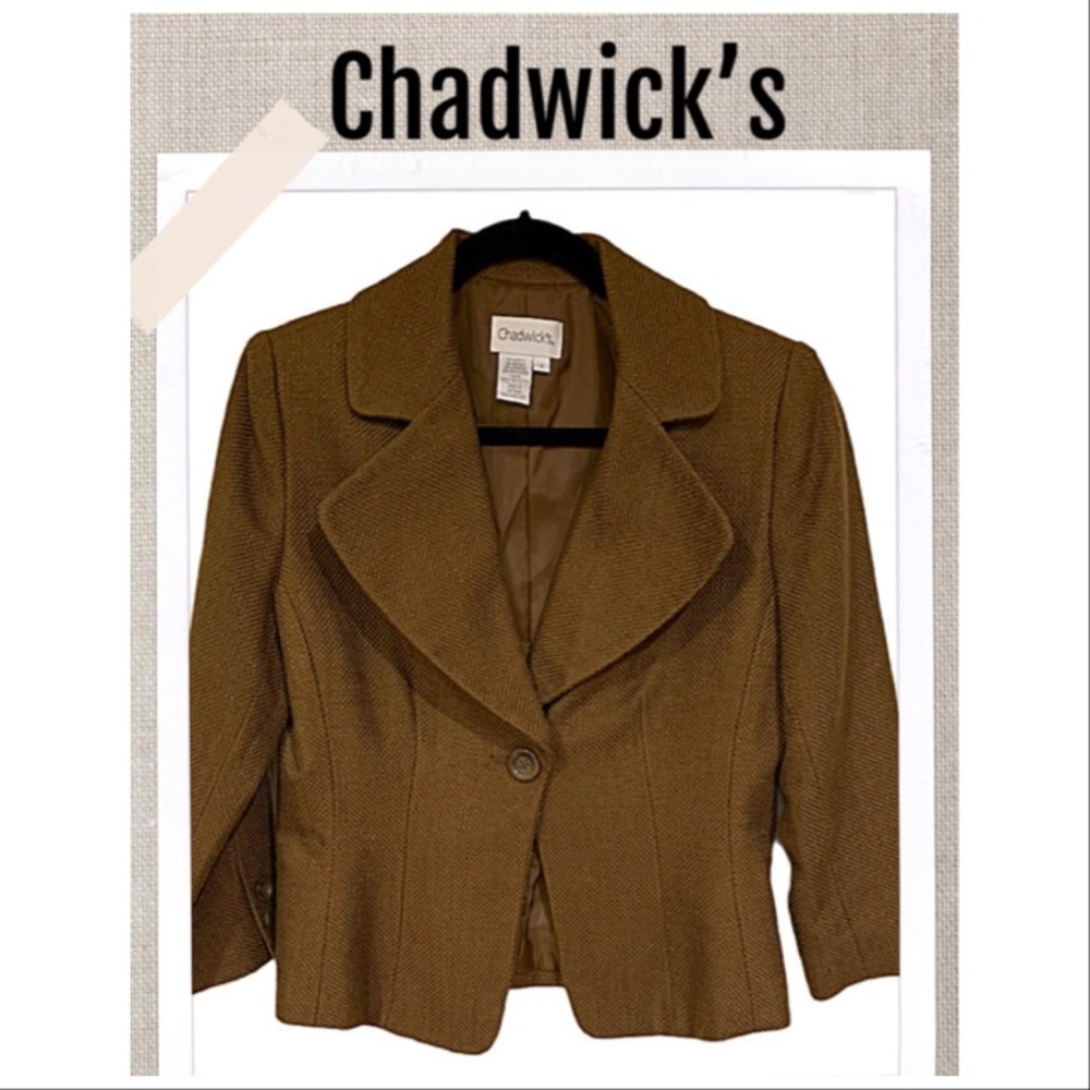 Chadwick’s Blazer Vintage Retro stunning one-button brown blazer Size 6